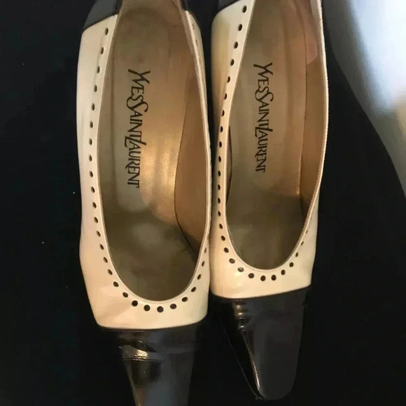 Yves Saint Laurent YSL Heels two toned black and cream Shoes 8 1/2 N (38.5 N) - Picture 2 of 6